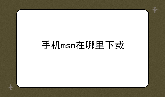 手机msn在哪里下载