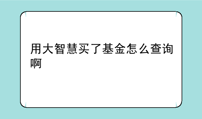 用大智慧买了基金怎么查询啊