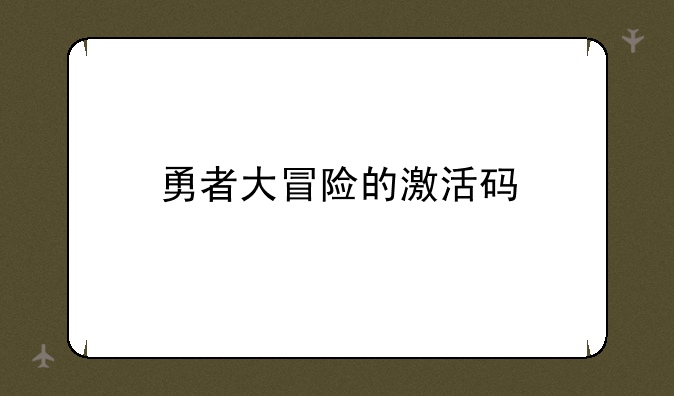 勇者大冒险的激活码
