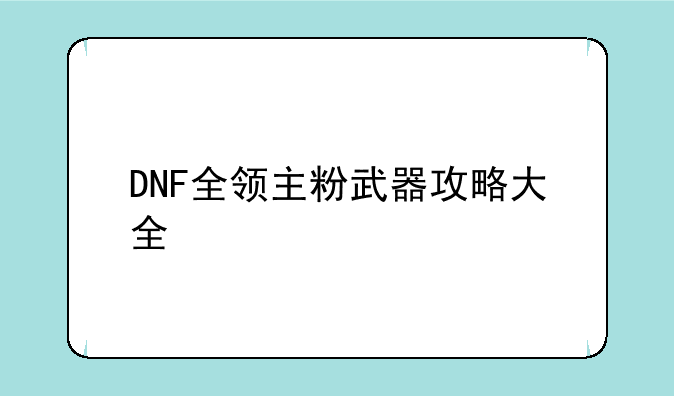 DNF全领主粉武器攻略大全