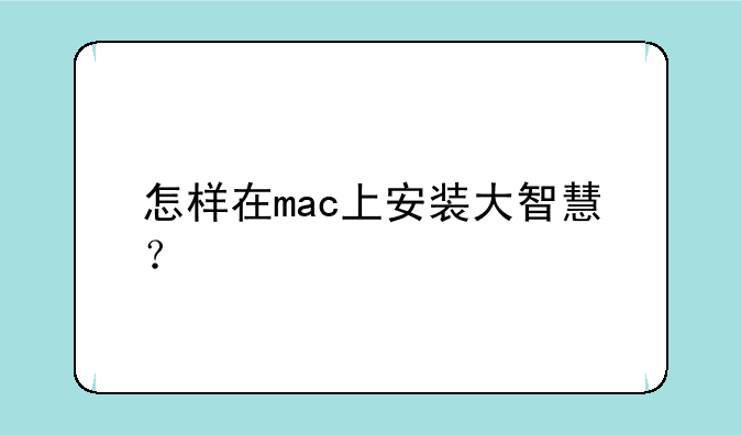 怎样在mac上安装大智慧？