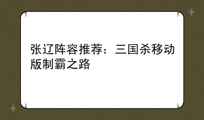 张辽阵容推荐：三国杀移动版制霸之路