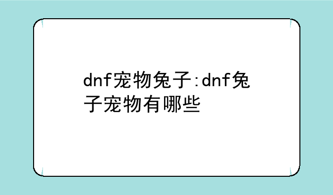 dnf宠物兔子:dnf兔子宠物有哪些