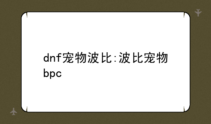 dnf宠物波比:波比宠物bpc