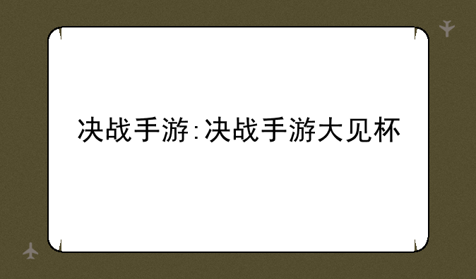 决战手游:决战手游大见杯